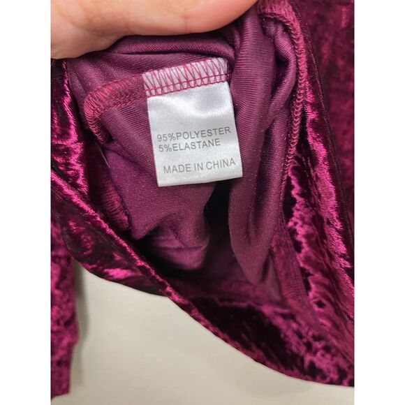 NWT Crushed Velvet Hoodie Burgundy Soft Luxe Velour by Emma & Sam Women S - Picture 6 of 6